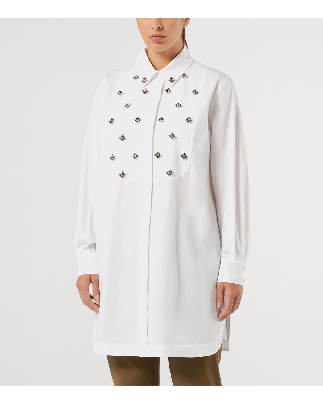 Marina Rinaldi White Embellished Longline Shirt