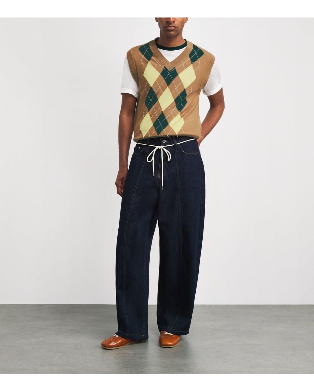 AMI Green Wool-Cotton Argyle Sweater Vest for men