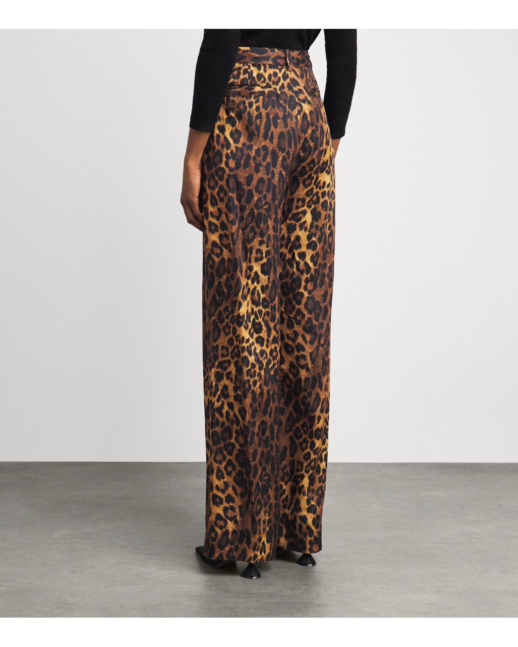 L'Agence Brown Leopard Print Livvy Wide-Leg Trousers