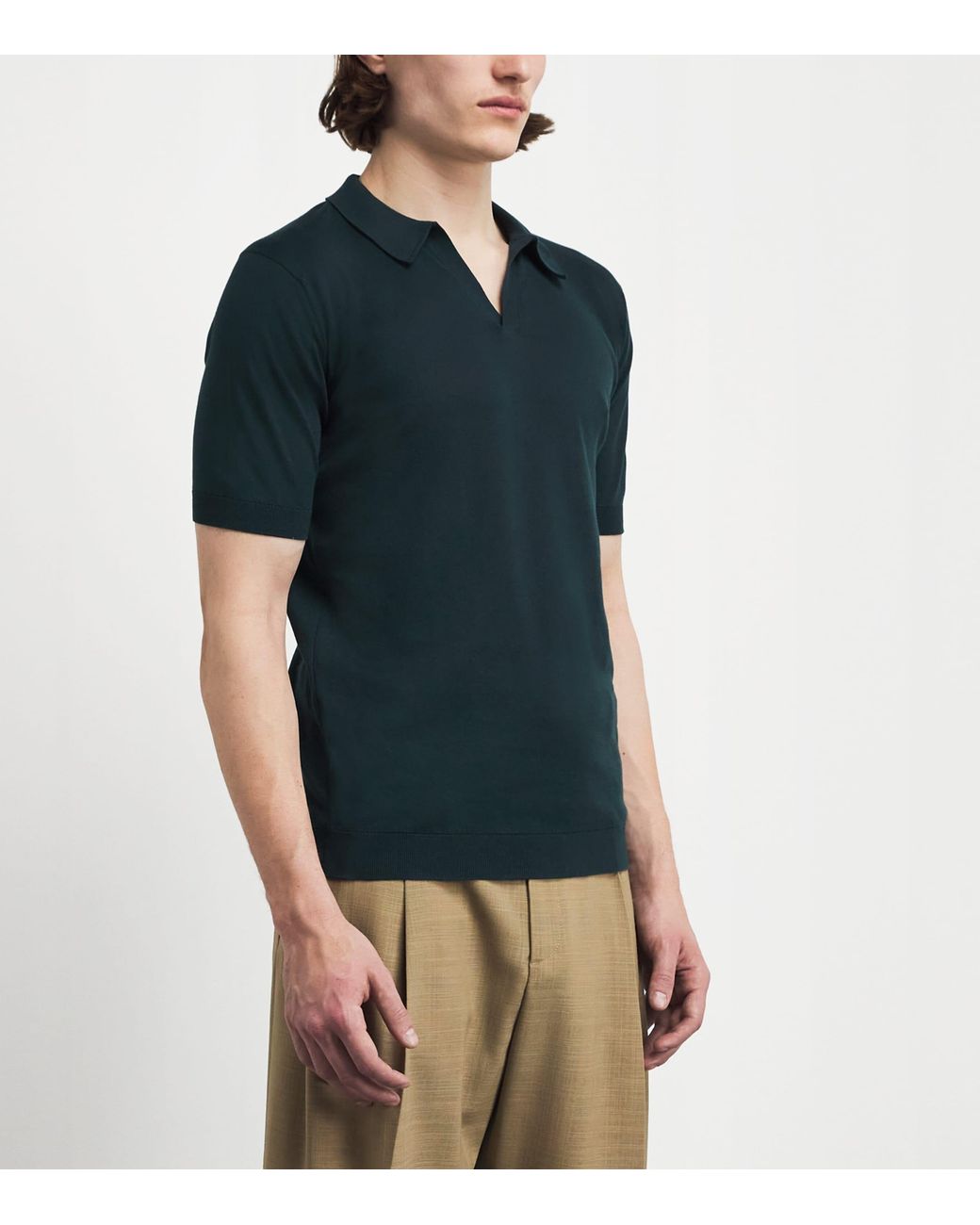 John Smedley Green Sea Island Cotton Noah Polo Shirt for men