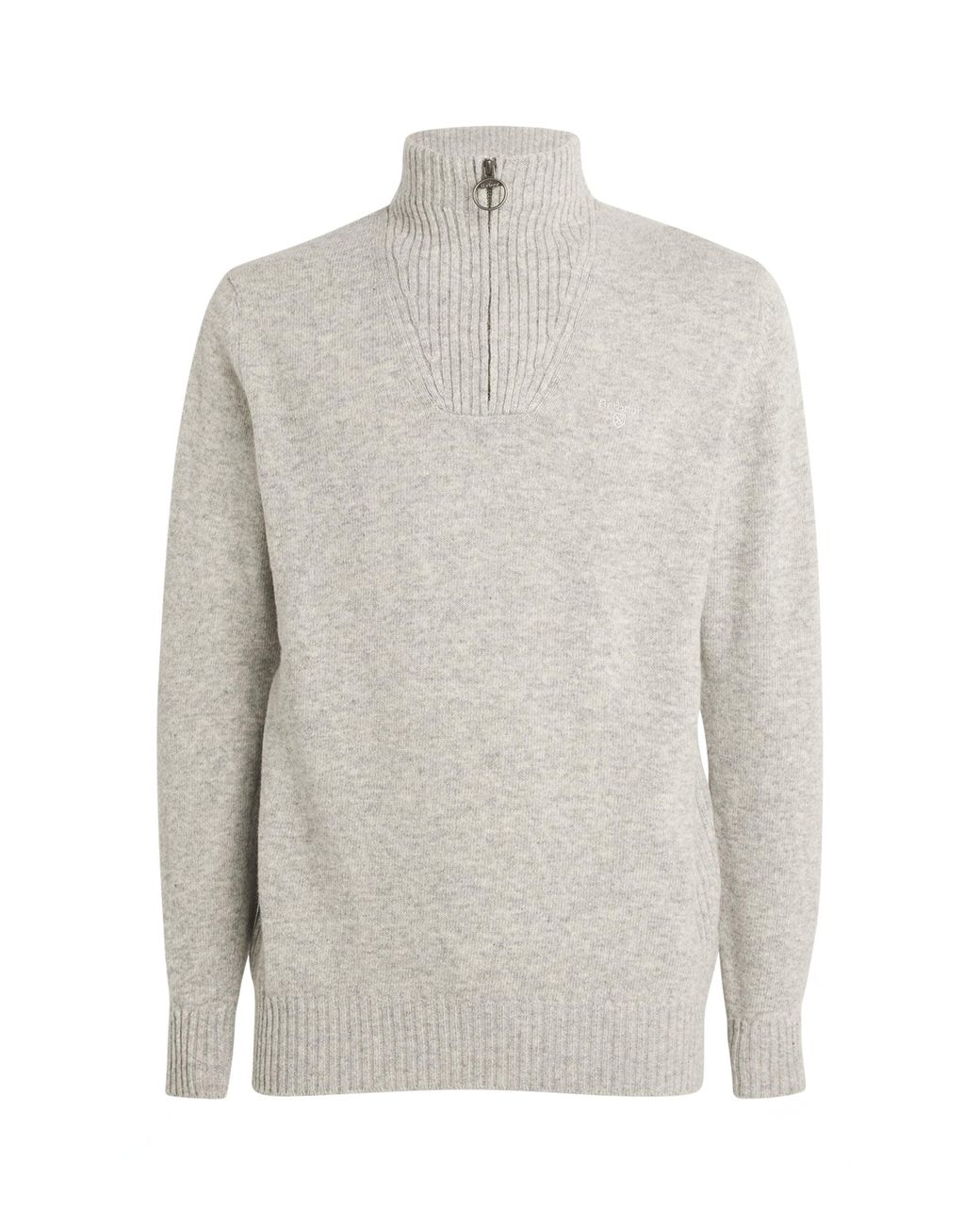 Barbour White Wool Half-Zip Sweater for men