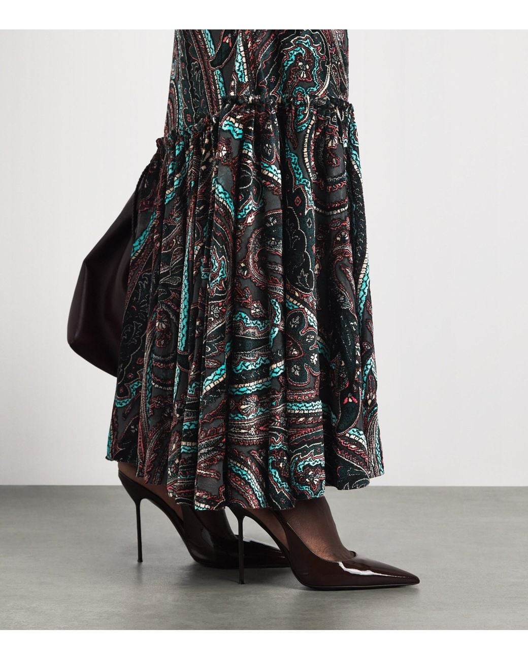 Etro Black Appliqué-Mesh Maxi Dress