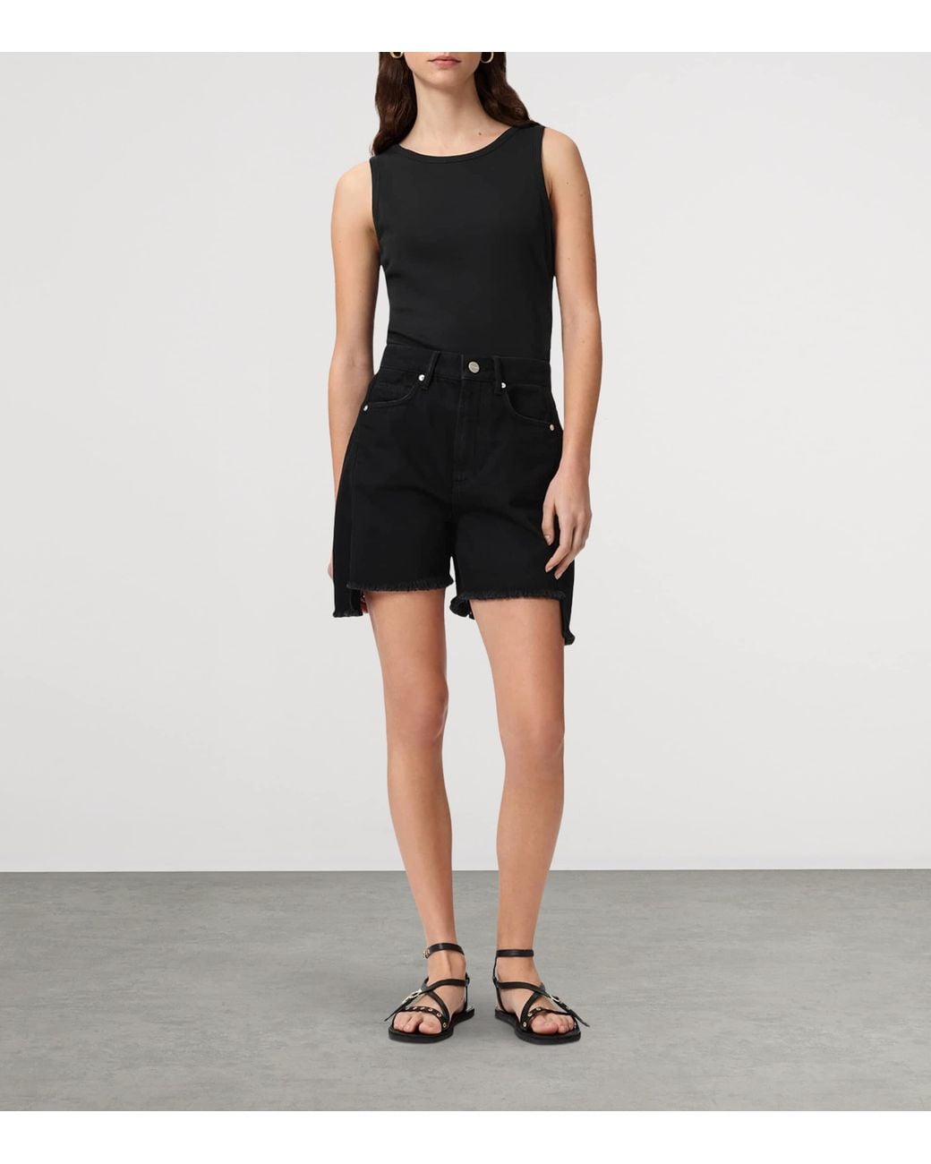 AllSaints Black Ruched Katarina Tank Top
