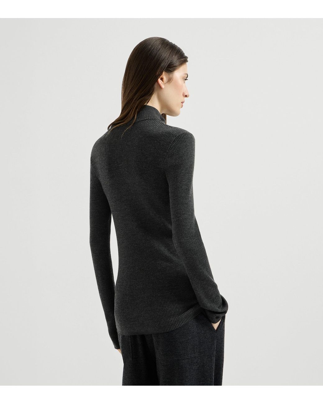 Brunello Cucinelli Black Virgin Wool-Cashmere Half-Zip Sweater