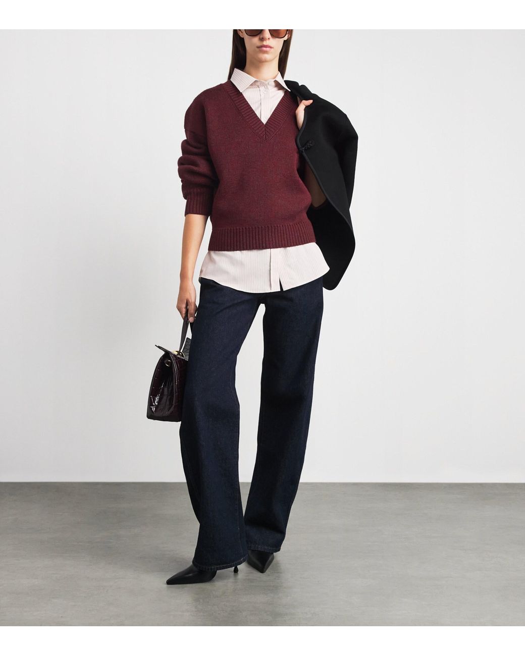 Rohe Red Wool V-Neck Sweater