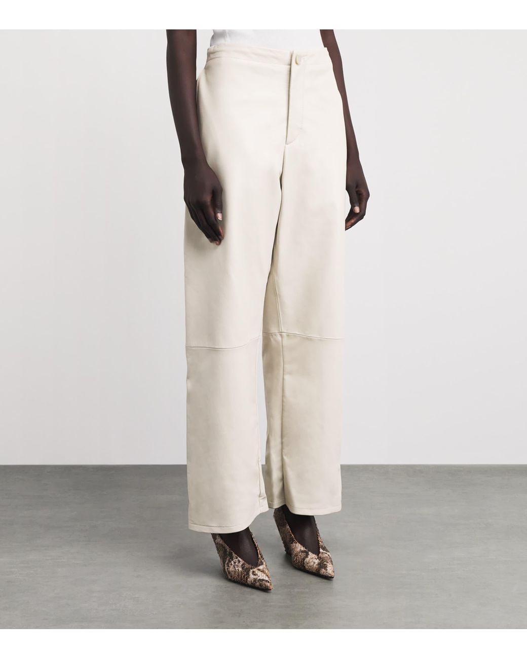 Lauren Manoogian White Nappa Leather Wide-Leg Trousers