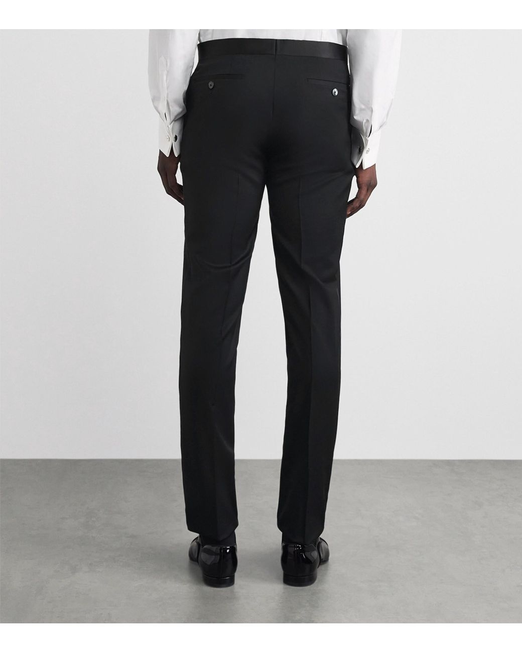 Pal Zileri Black Wool-Blend Satin-Trim Trousers for men