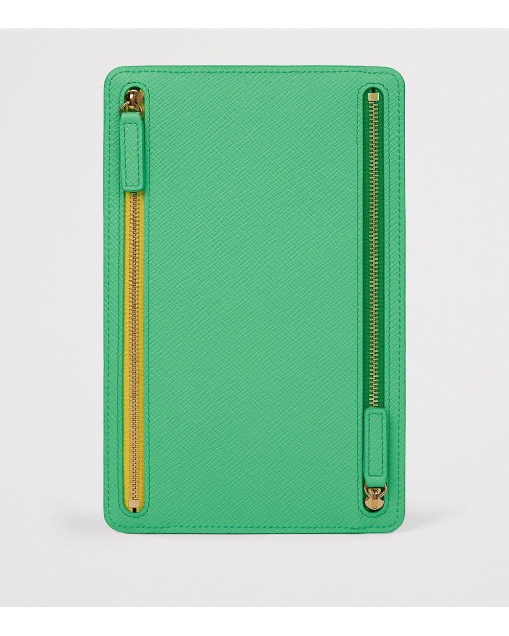 Smythson Green Leather Panama Multi-Zip Travel Wallet for men