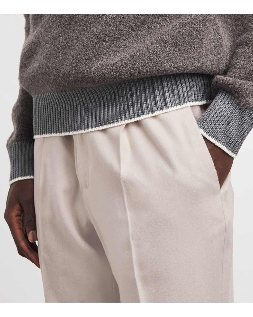 Herno Gray Silk-Cashmere Drawstring Trousers for men