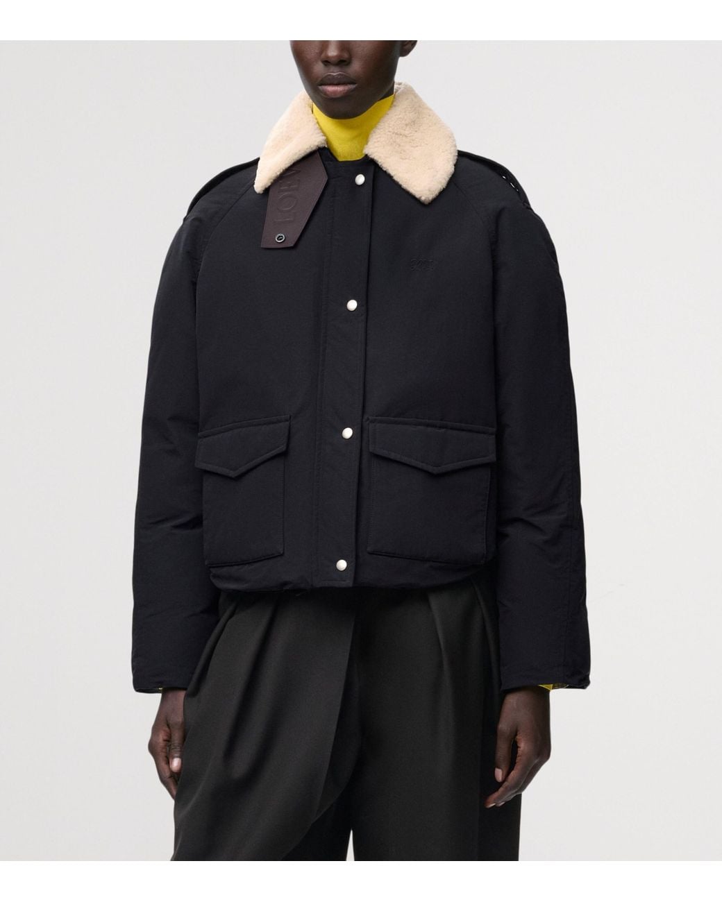 Loewe Black Technical Shearling-Collar Jacket