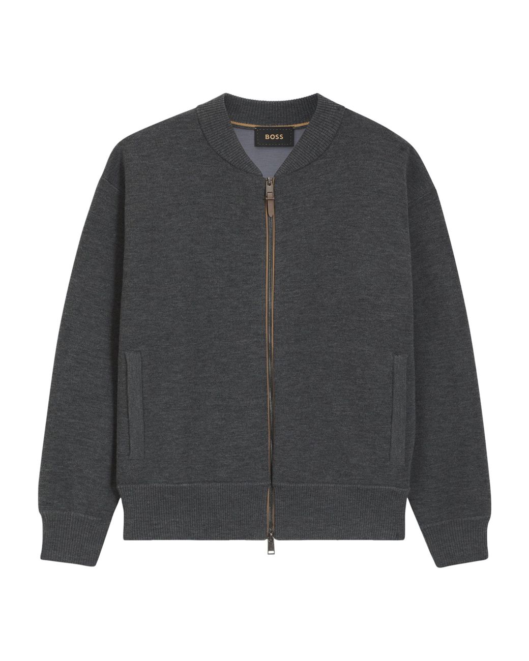 Boss Gray Wool-Blend Bomber Jacket for men