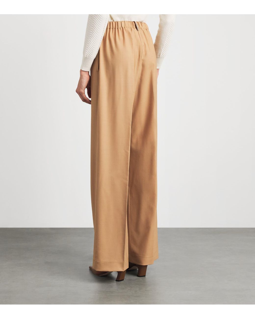 Fabiana Filippi Natural Wool-Blend Wide-Leg Trousers