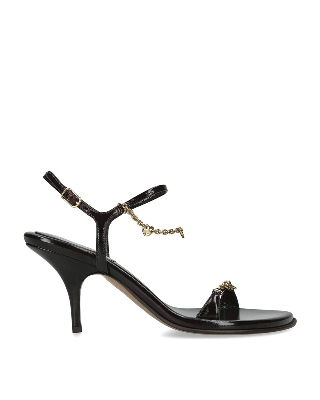 Chloé Black Patent Leather Zia Heeled Sandals 80