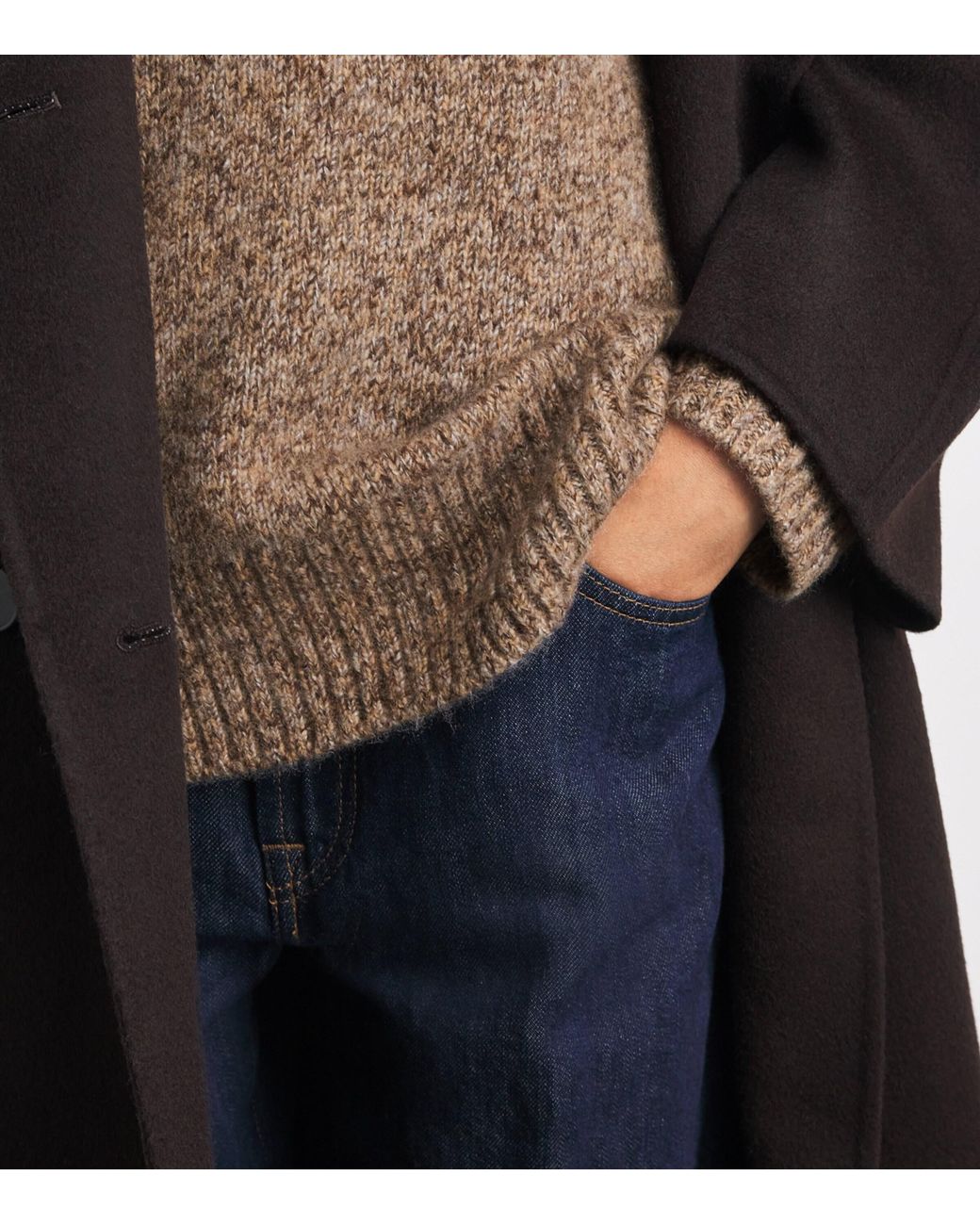 Soft Goat Brown Cashmere-Silk Marled Sweater