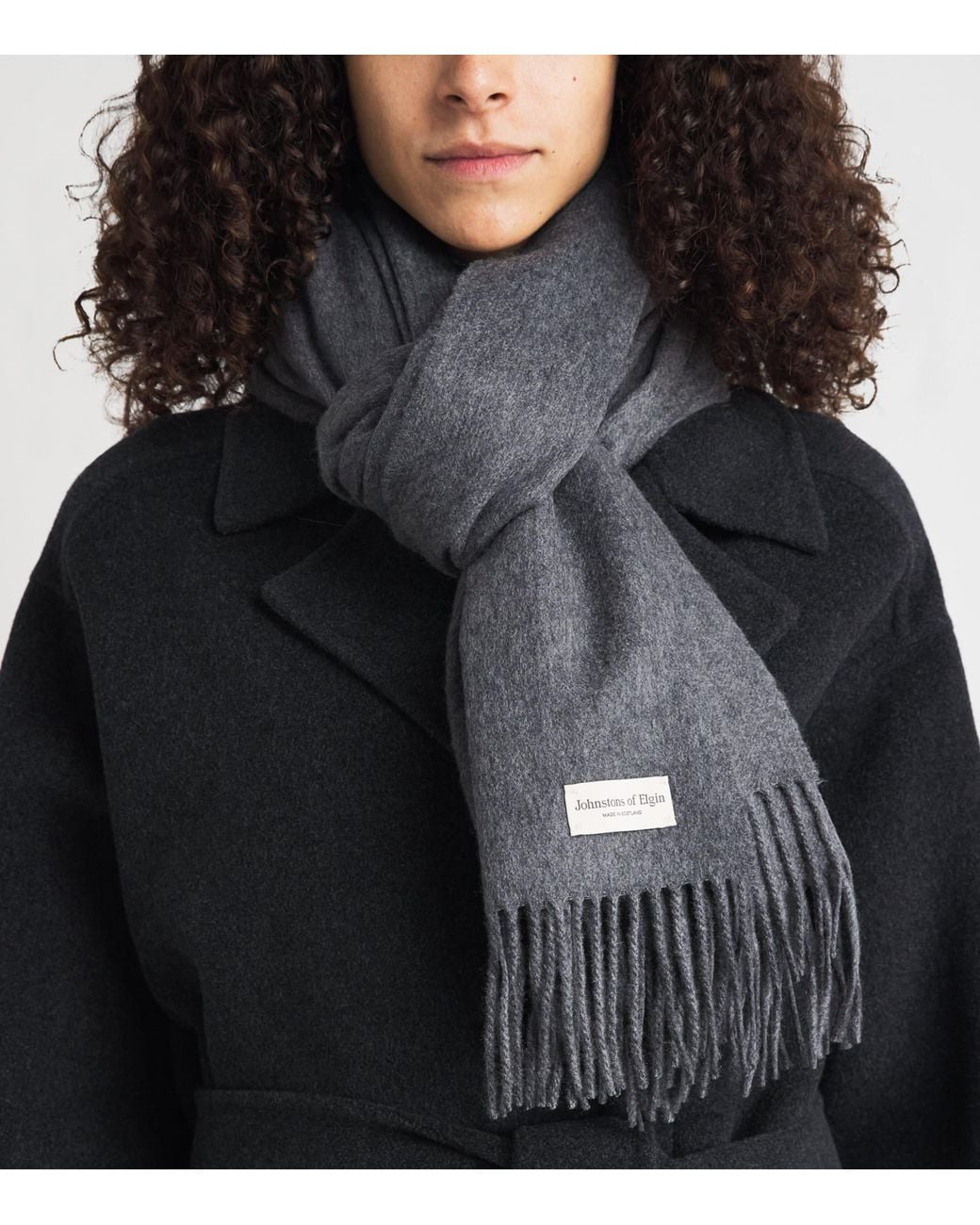 Johnstons Black Cashmere Wide Scarf