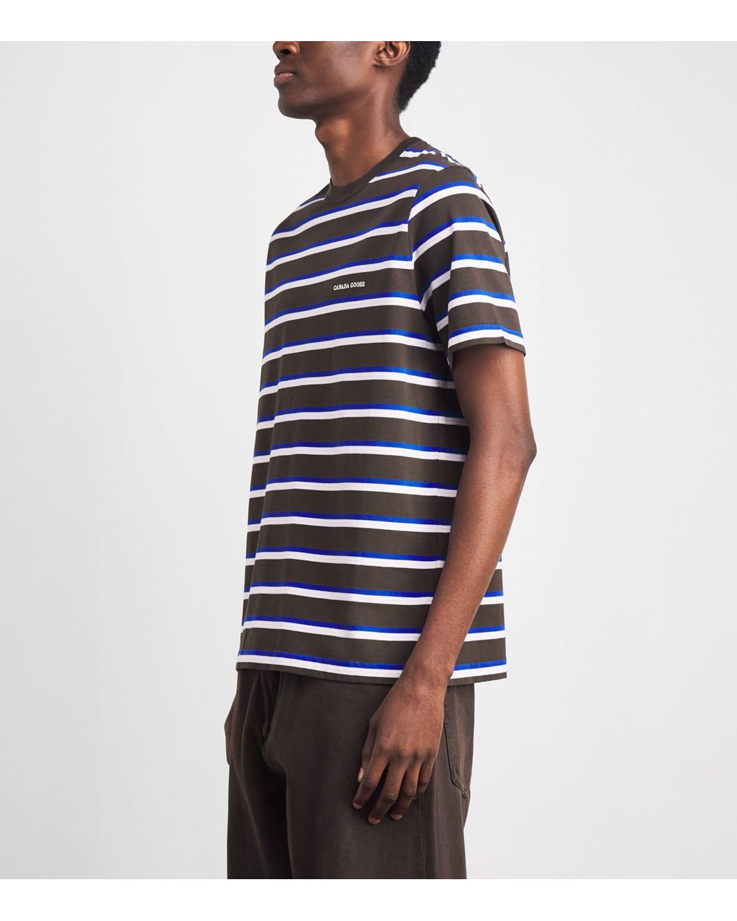 Canada Goose Blue Organic Cotton Stripe Vantage T-Shirt for men