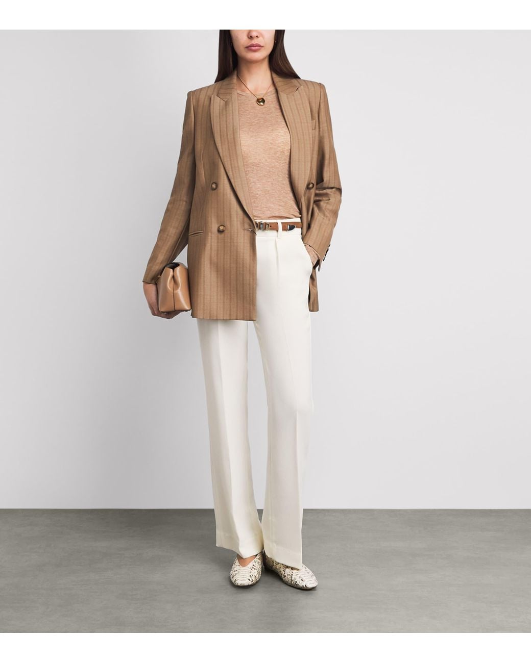 ME+EM Brown Crew-Neck Layering Top