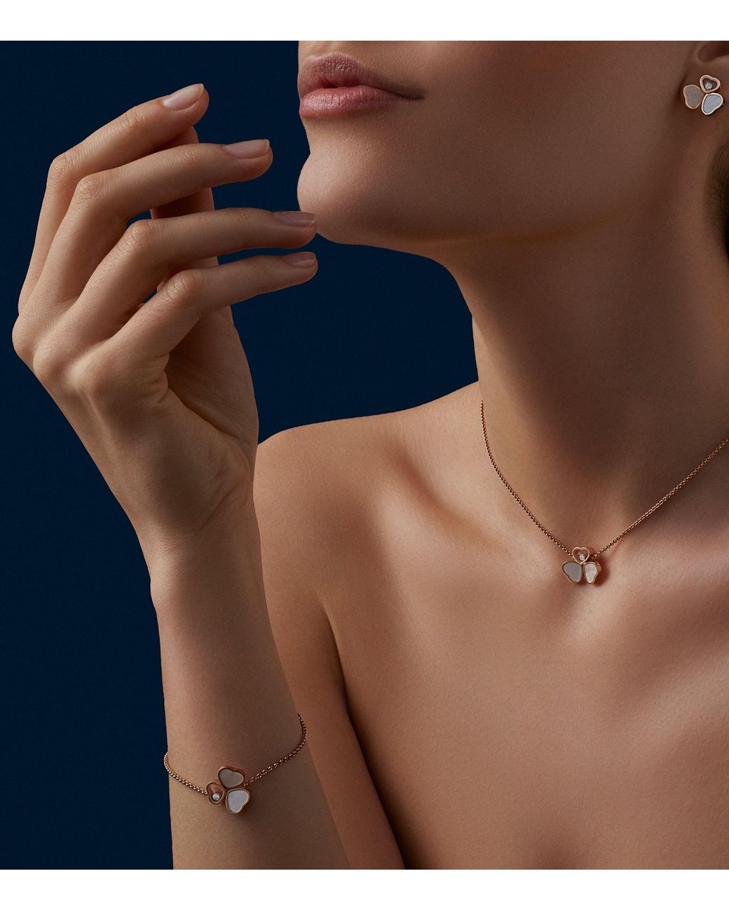 Chopard Metallic And Diamond Happy Hearts Necklace