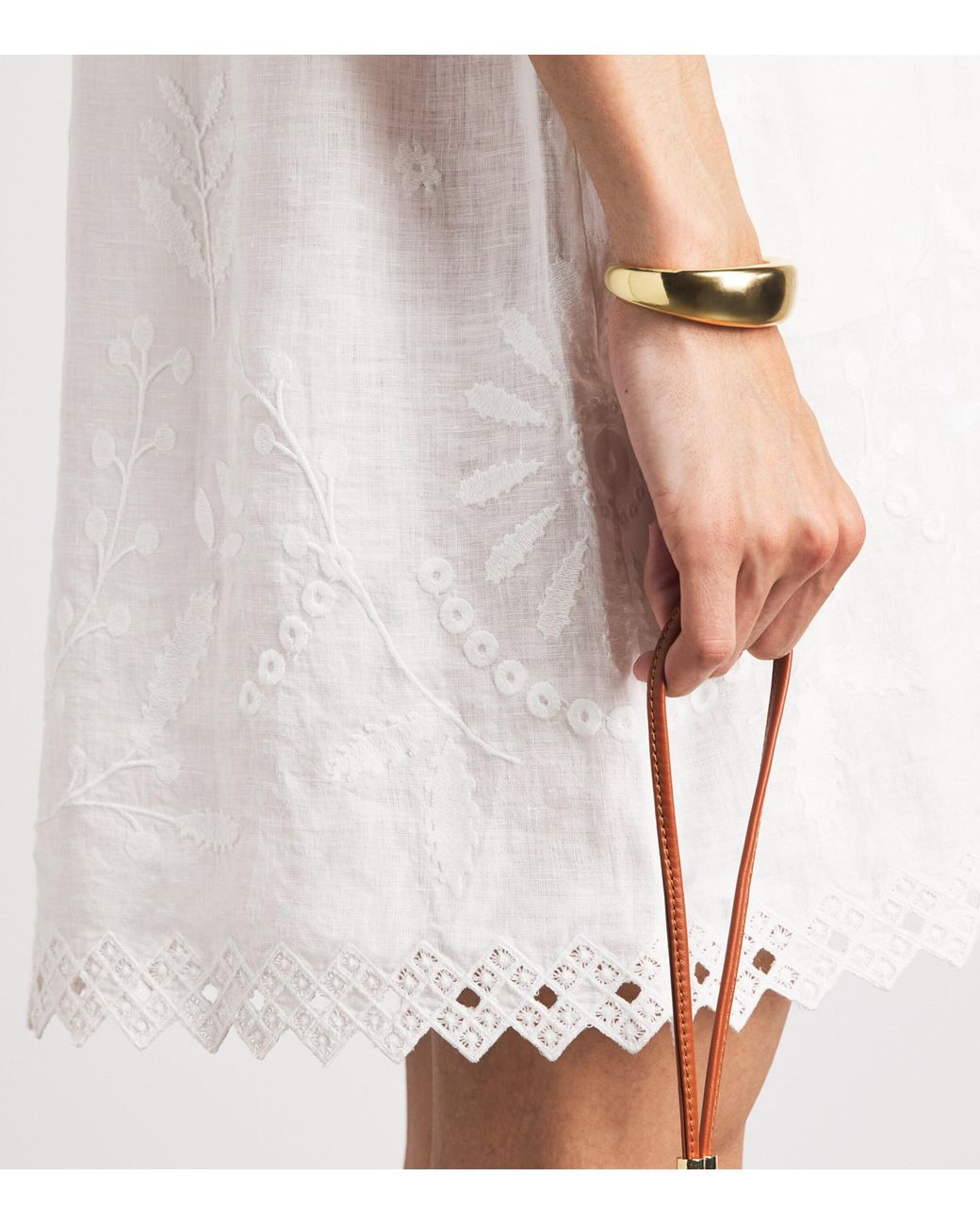 Eres White Linen Aigue-Marine Embroidered Kaftan