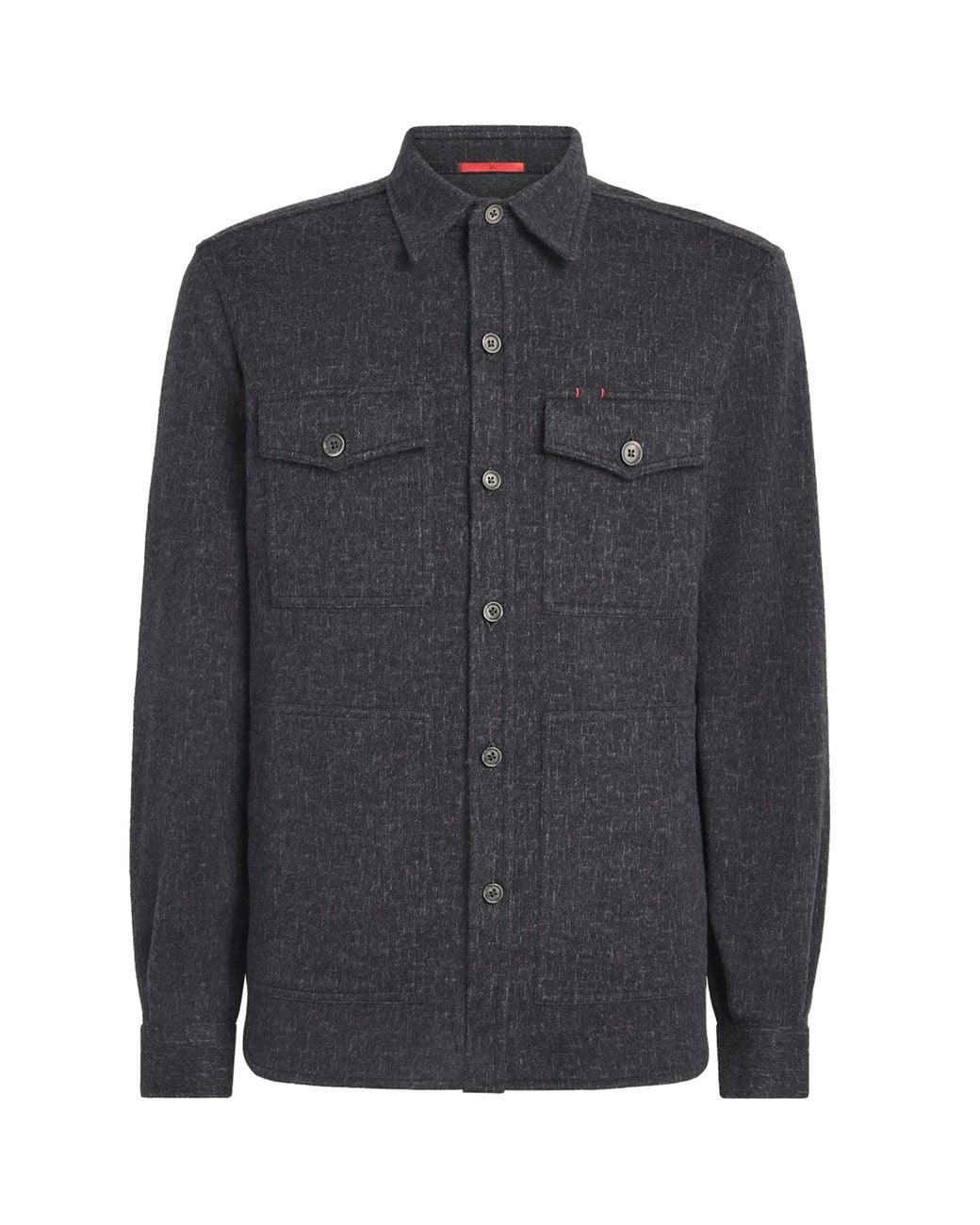 Isaia Blue Wool Overshirt for men