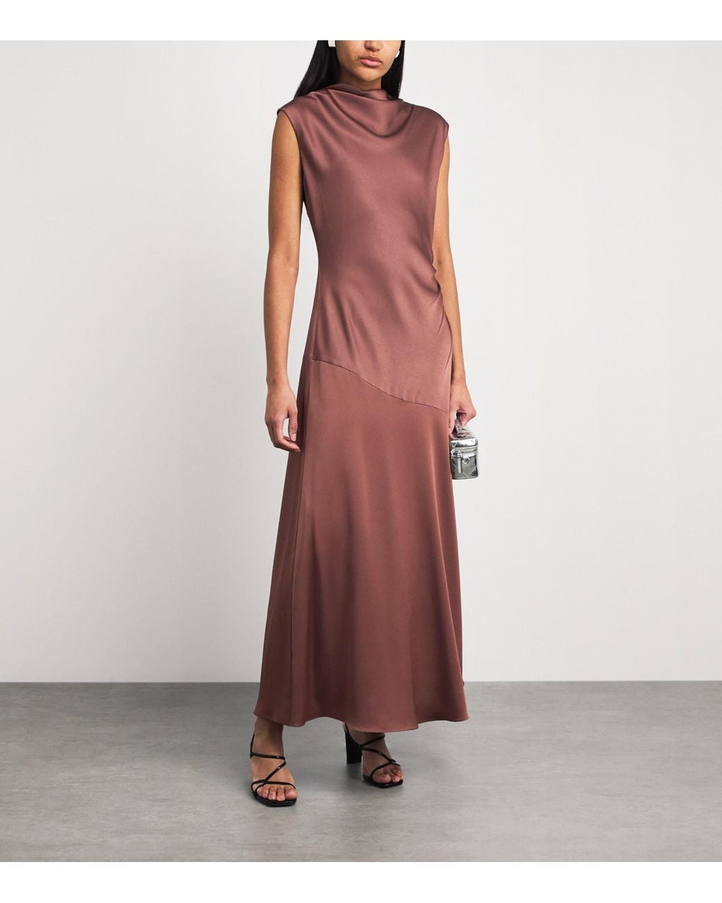 ME+EM Purple Crepe Bias-Cut Maxi Dress