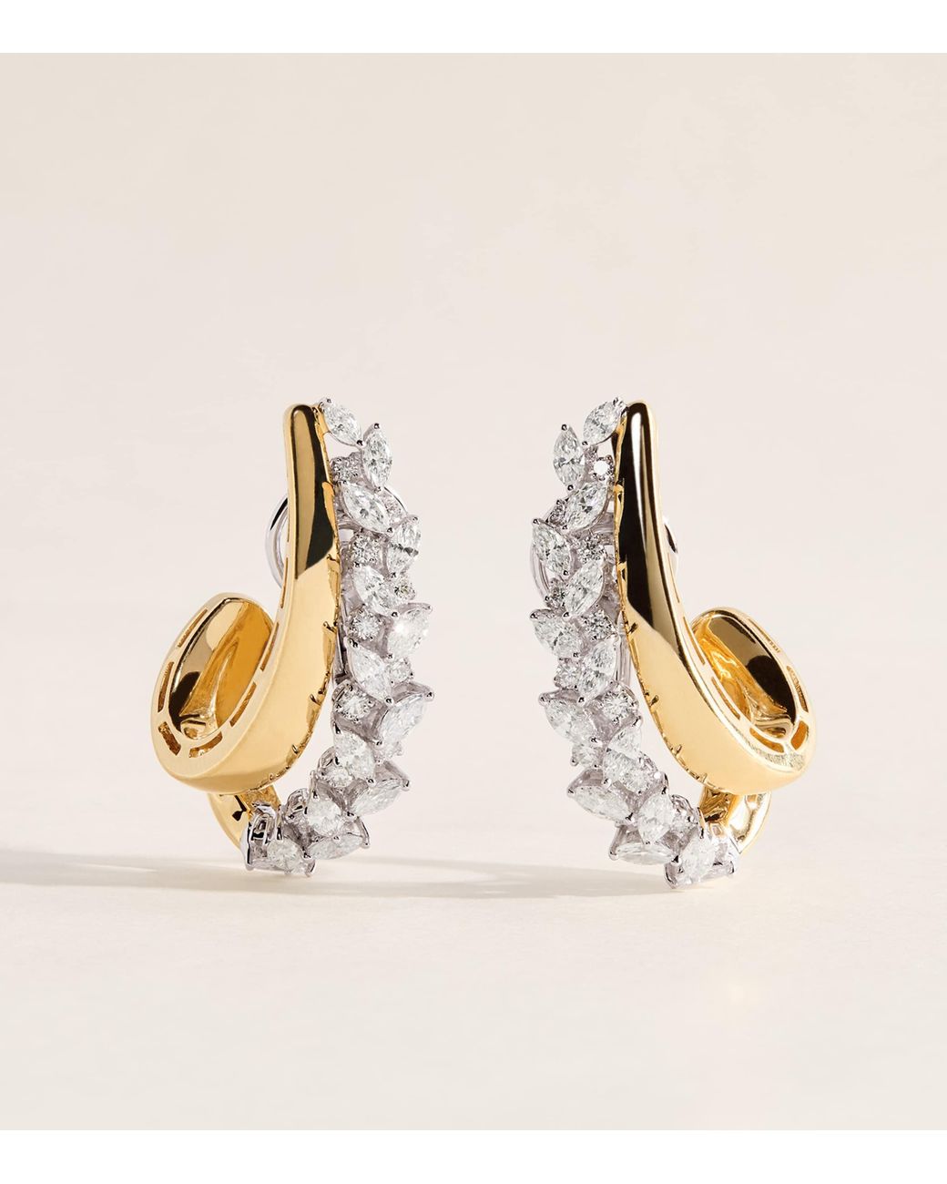 YEPREM Natural Mixed And Diamond Golden Strada Earring