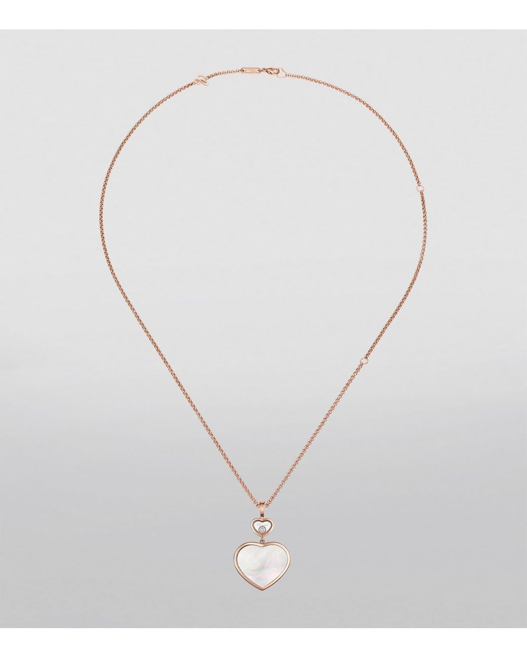 Chopard Metallic Diamond And Mother-Of-Pearl Happy Hearts Pendant Necklace