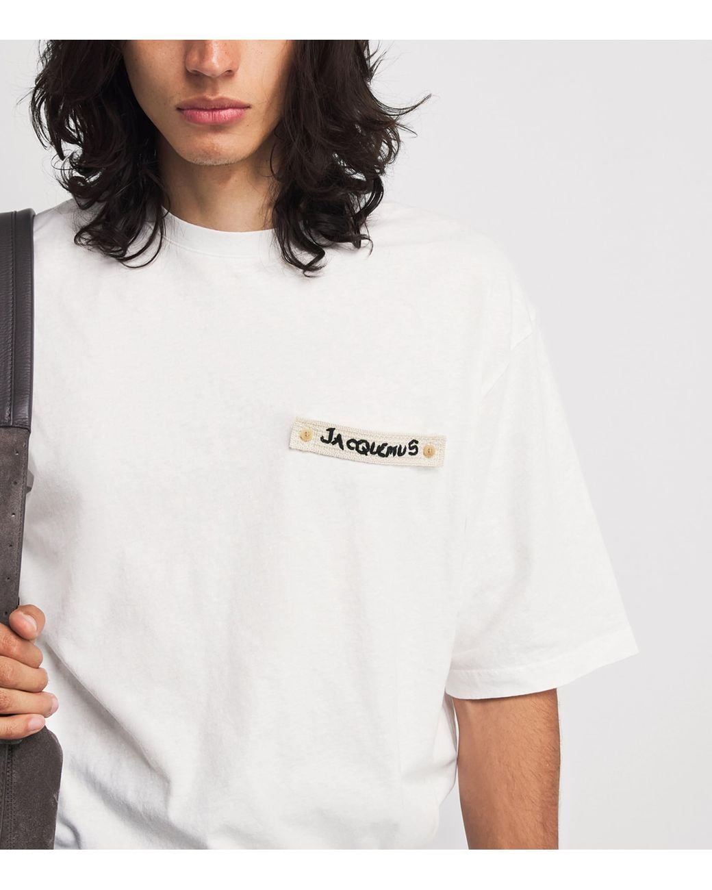 Jacquemus White Cotton Crochet Logo T-Shirt for men