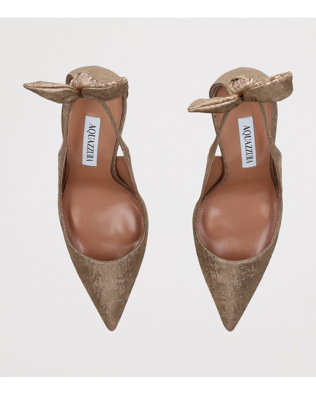 Aquazzura Metallic Satin Bow Tie Pumps 105