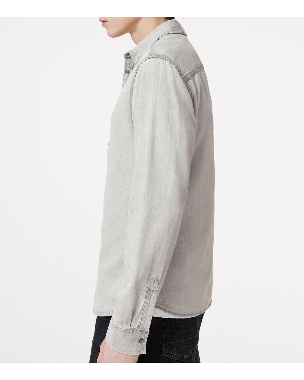 AllSaints Gray Denim Gleason Shirt for men