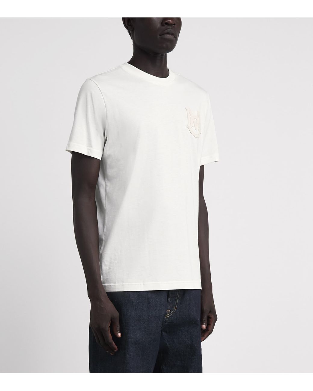 Moncler White Cotton Logo T-Shirt for men