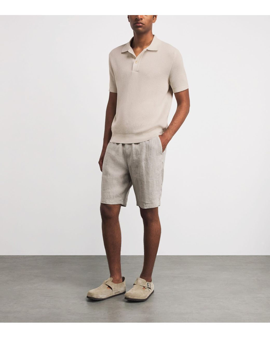 Sunspel White Cotton Rib-Knit Polo Shirt for men