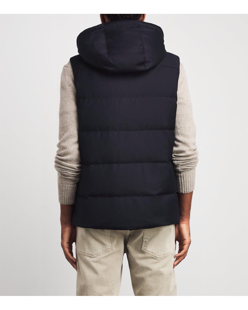 Yves Salomon Blue Virgin Wool-Silk Down Hooded Gilet for men