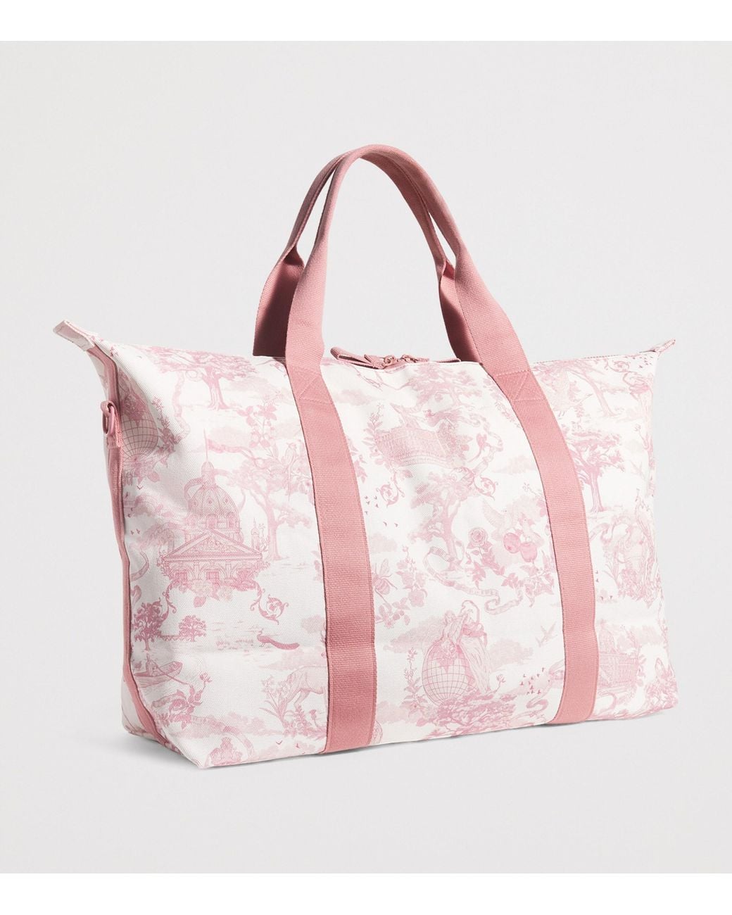 Harrods Pink Toile Overnight Packable Bag And Pouch Set