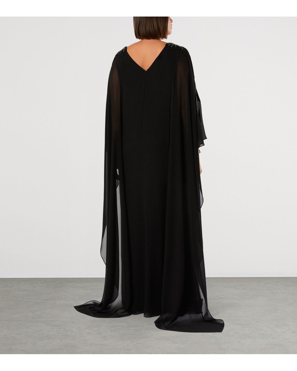 Marina Rinaldi Black Embellished Caped Gown