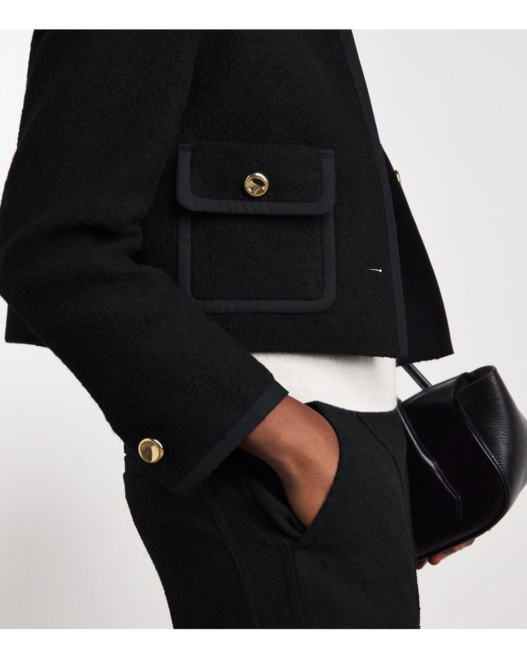 ME+EM Black Wool Cropped Jacket