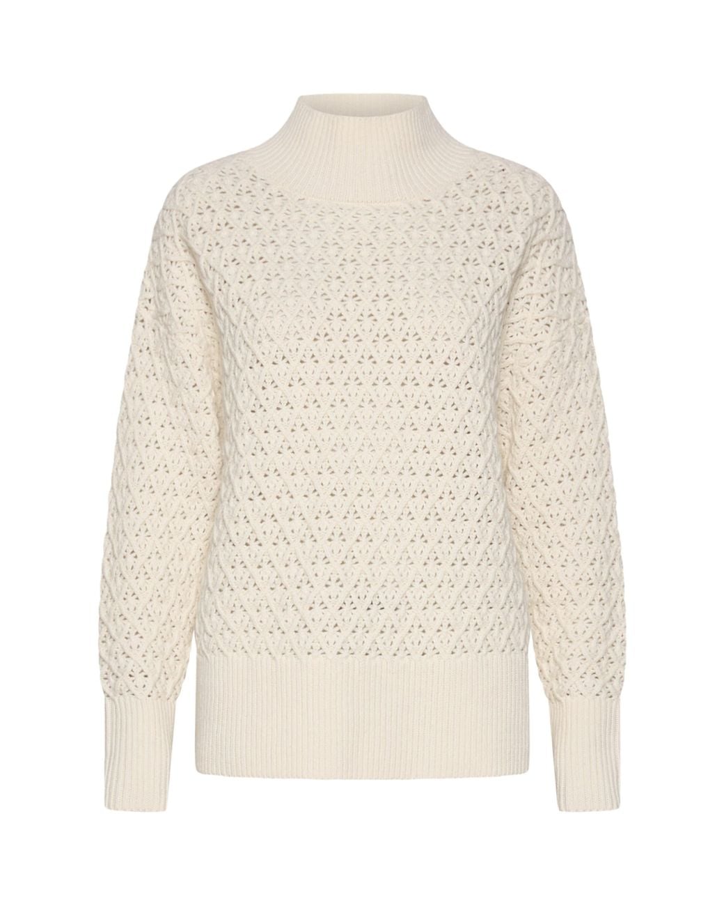 Marella White Virgin Wool Open Knit Sweater
