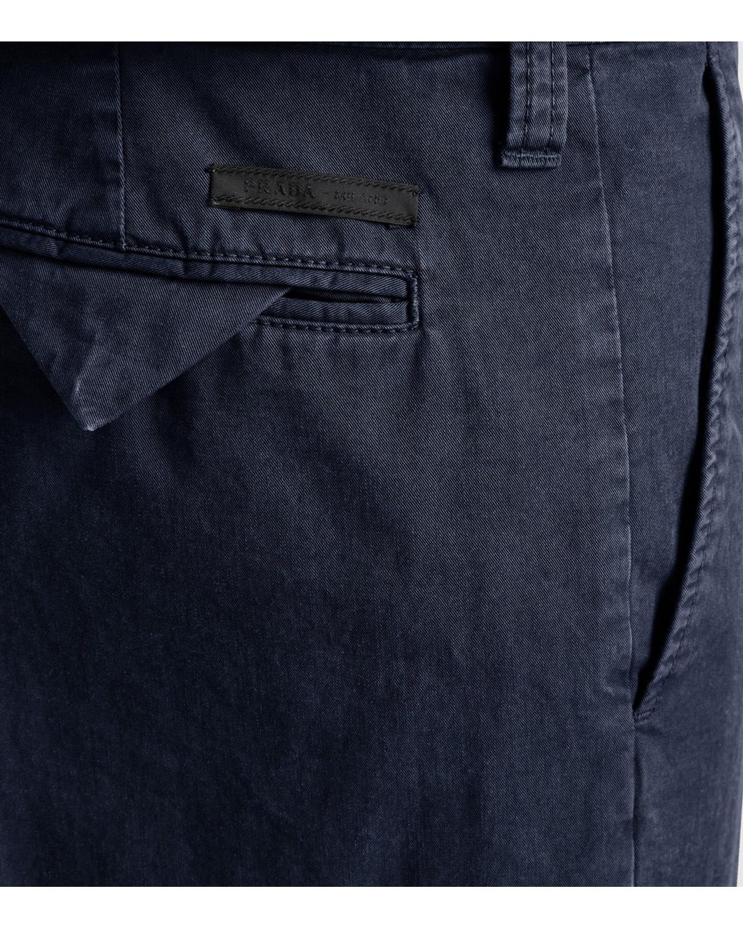 Prada Blue Garment-Dyed Cotton Trousers for men