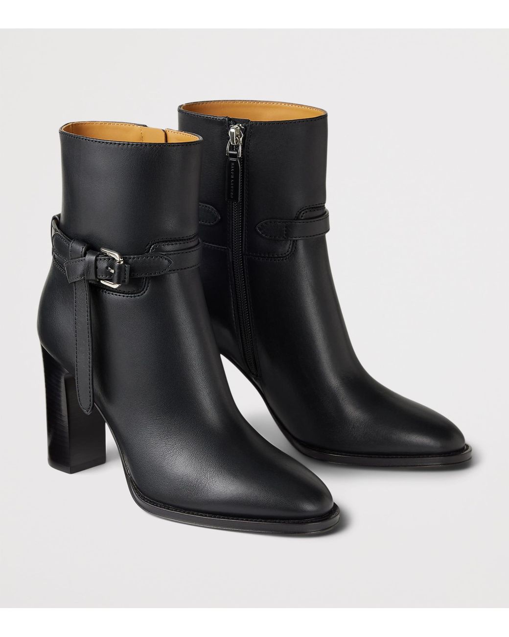 Ralph Lauren Black Leather Donnely Ankle Boots 90