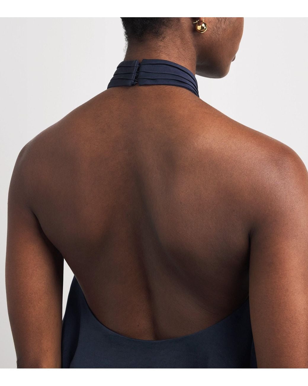 Claudie Pierlot Blue Satin Open-Back Blouse