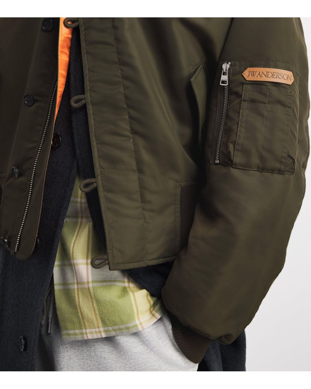 J.W. Anderson Green Oversized Tipped Hem Bomber Jacket for men