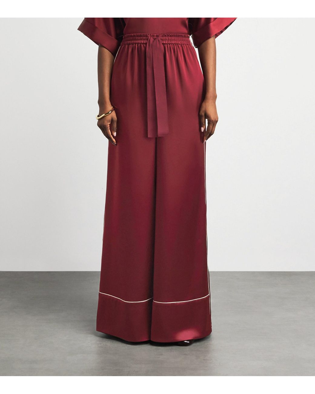 Roksanda Red Satin Nael Wide-Leg Trousers