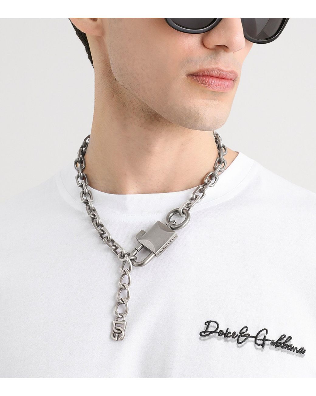 Dolce & Gabbana Metallic Chunky Padlock Necklace for men