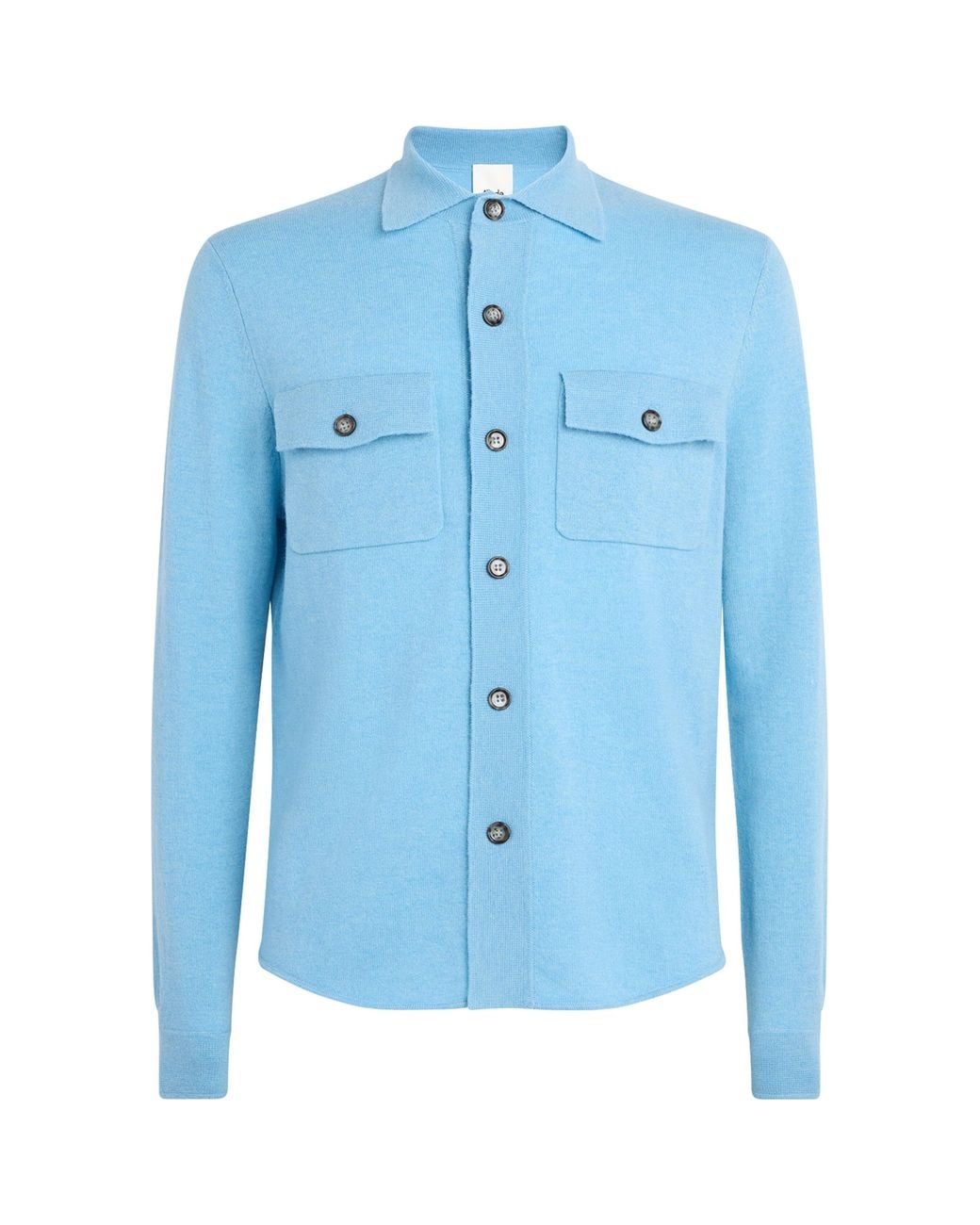 Allude Blue Virgin Wool-Cashmere Overshirt for men