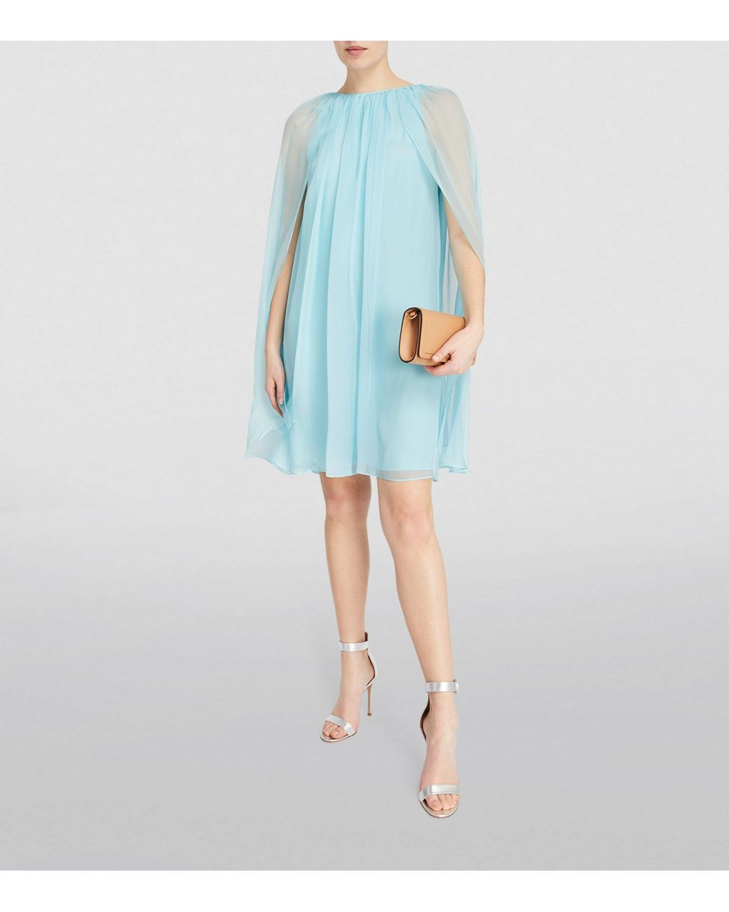 Max Mara Silk Chiffon Mini Dress in Blue Lyst