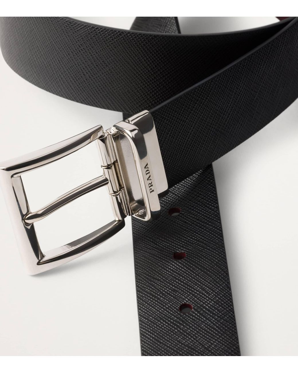Prada Black Saffiano Leather Reversible Belt for men