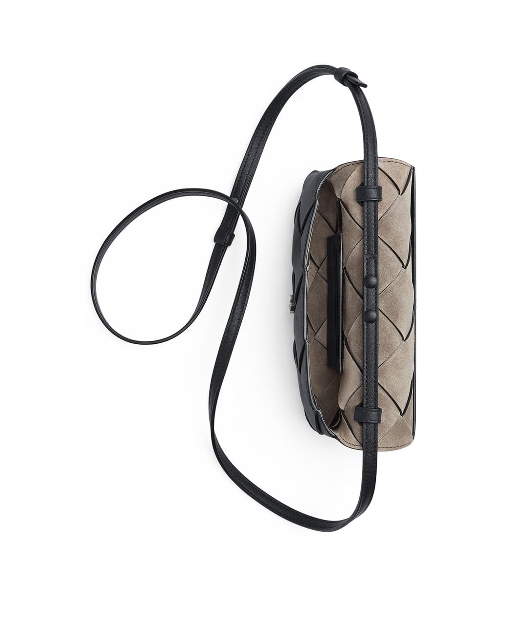 Bottega Veneta Black Leather Intreccio Cross-Body Pouch for men