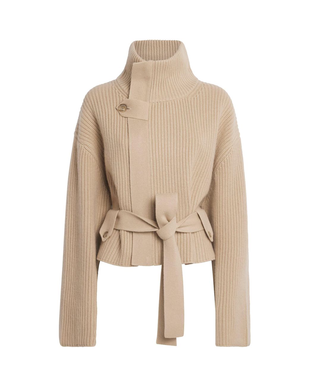 Brandon Maxwell Natural Cashmere Belted Neal Jacket