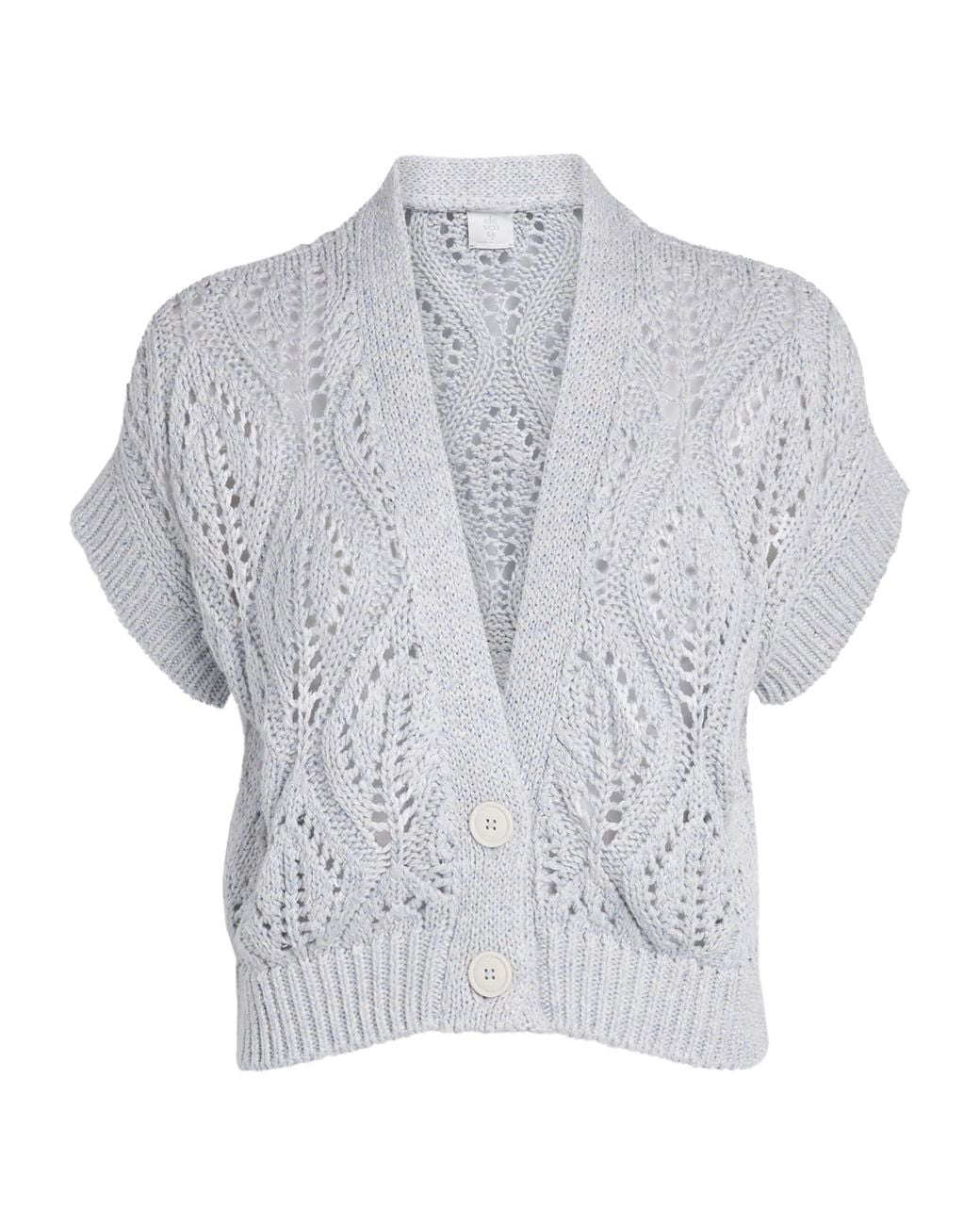 Eleventy Gray Openwork Knit Cardigan