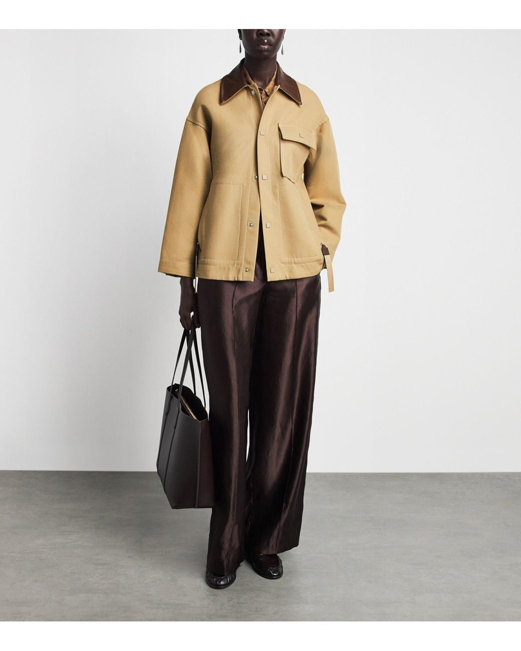 MAX&Co. Natural Water-Resistant Leather-Trim Jacket